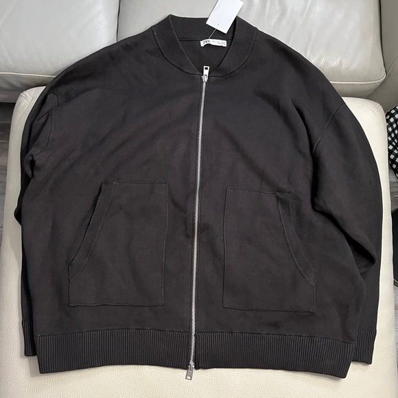 Zara Men's Zip Up Baseball Sweatshirt Jacket - Size L - Picture 2 of 8